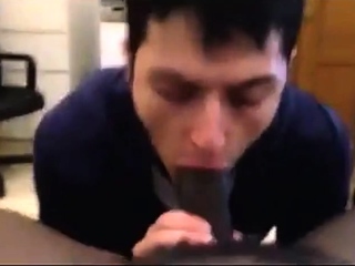 White mexican young boy sucking black cock eating cums