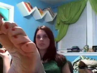Girl feet on web cam