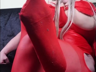 Nice Red Pantyhose Teasing...
