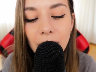 Honey Girl Asmr Gentle Licking The Microphone...