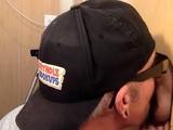 Gloryhole amateur DILF eats cum after BJ