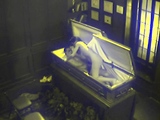 Slut fucks in coffin