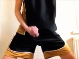 Cums on gym shorts