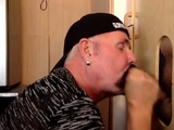 Cum swallow real DILF sucks gloryhole BF