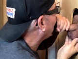 Cum loving gaydaddy sucks in gloryhole
