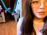 Cute curly brunette solo webcam masturbation