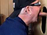 Cocksucking gloryhole DILF wakes up cock