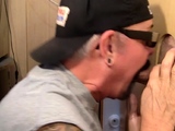 Gloryhole cum in mouth DILF sucks cock