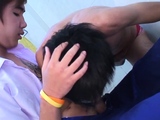 Pissing college Asians enjoy barebacking