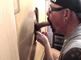 Real gloryhole DILF sucks hard dick