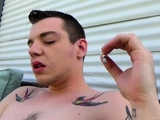 Horny Ryan Fields Smoking Butt While Stroking His Cock