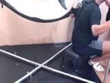 Greedy DILF in sling assfucked after BJ