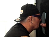 Tattooed amateur DILF sucks in gloryhole