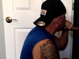 Tattooed amateur DILF blows in gloryhole