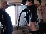 Femdom fetish mistresses fuck bdsm loser with strapon