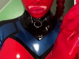 Latex slut solo anal masturbation