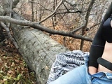 Solo female masturbates outdoors near the road