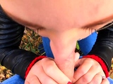 Risky Public Handjob and Blowjob by Cute Teen in a Forest