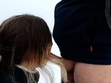 Public Blowjob in the Snow with a Sexy Teen Babe
