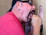 Moustache auntie giving blowjob