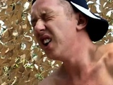 Blonde amateur jock cockriding outdoor