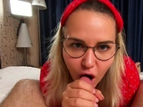 Cute Blonde Teen’s POV Christmas Blowjob