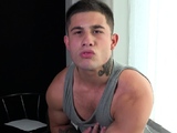 Twink muscle bulk boy flexing with boner