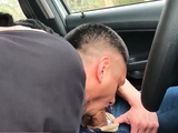Blowjob and bareback fuck in the car