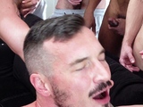 Gay takes cock after cock and load after load