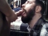 Daddy Feeds His Sub with a Load after Intense Blowjob
