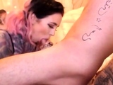 Tattooed Blonde Deepthroats on Webcam