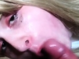 Blonde Crossdresser Swallows Huge Load from Older Man