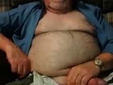 Hairy Grandpa Bear Strokes His Big Cock