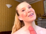 An amateur hitchhiking blonde is toying with drivers cock
