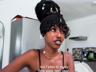 EBONY TEEN interview turned into a rough FACE FUCK