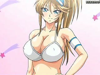 Anime with huge tits rubbing a...