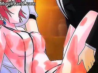 Horny anime hottie blows tube...