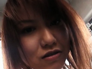 Lovely Japanese Redhead Flashing In Close Up...