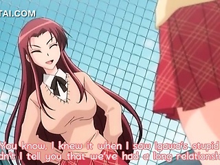 Big titted anime girl rubbing her dripping cunt
